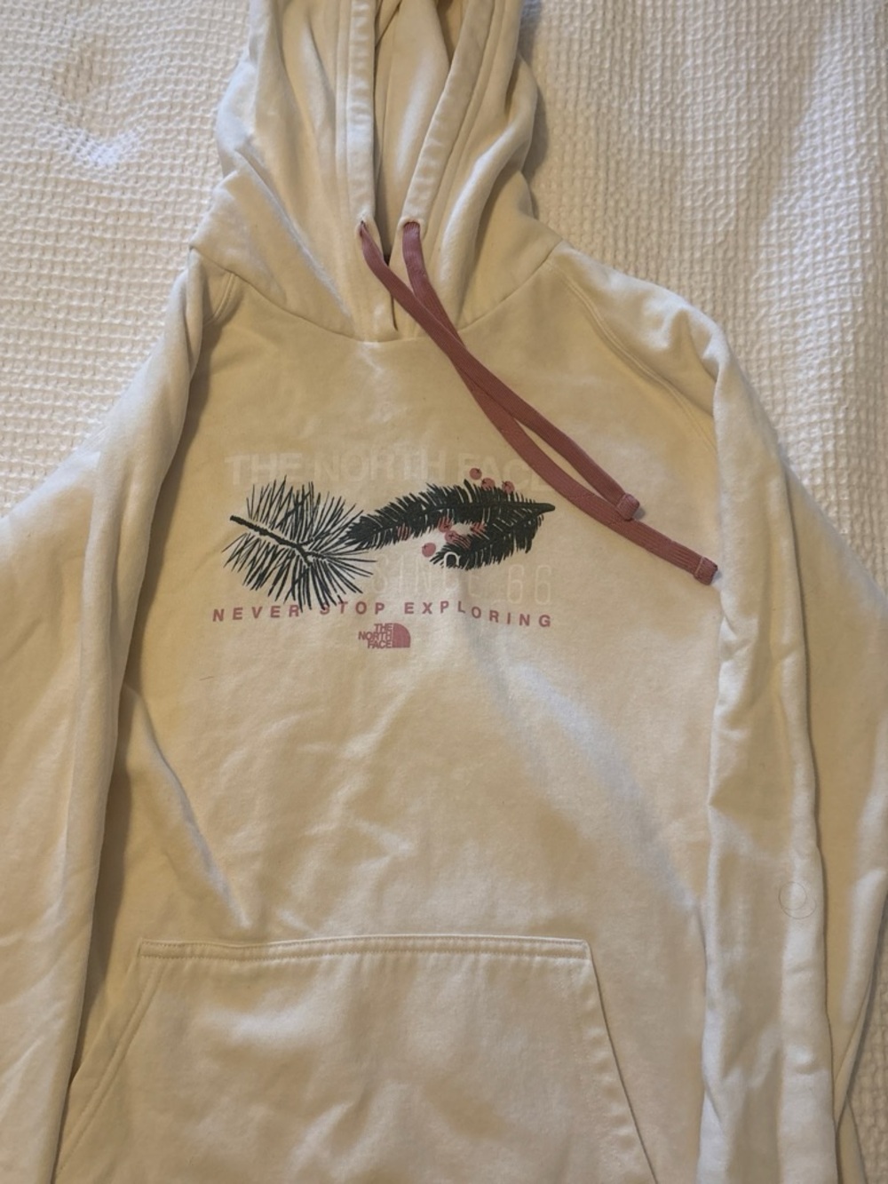 The North Face women’s Cream Hoodie - Never Stop Exploring Graphic